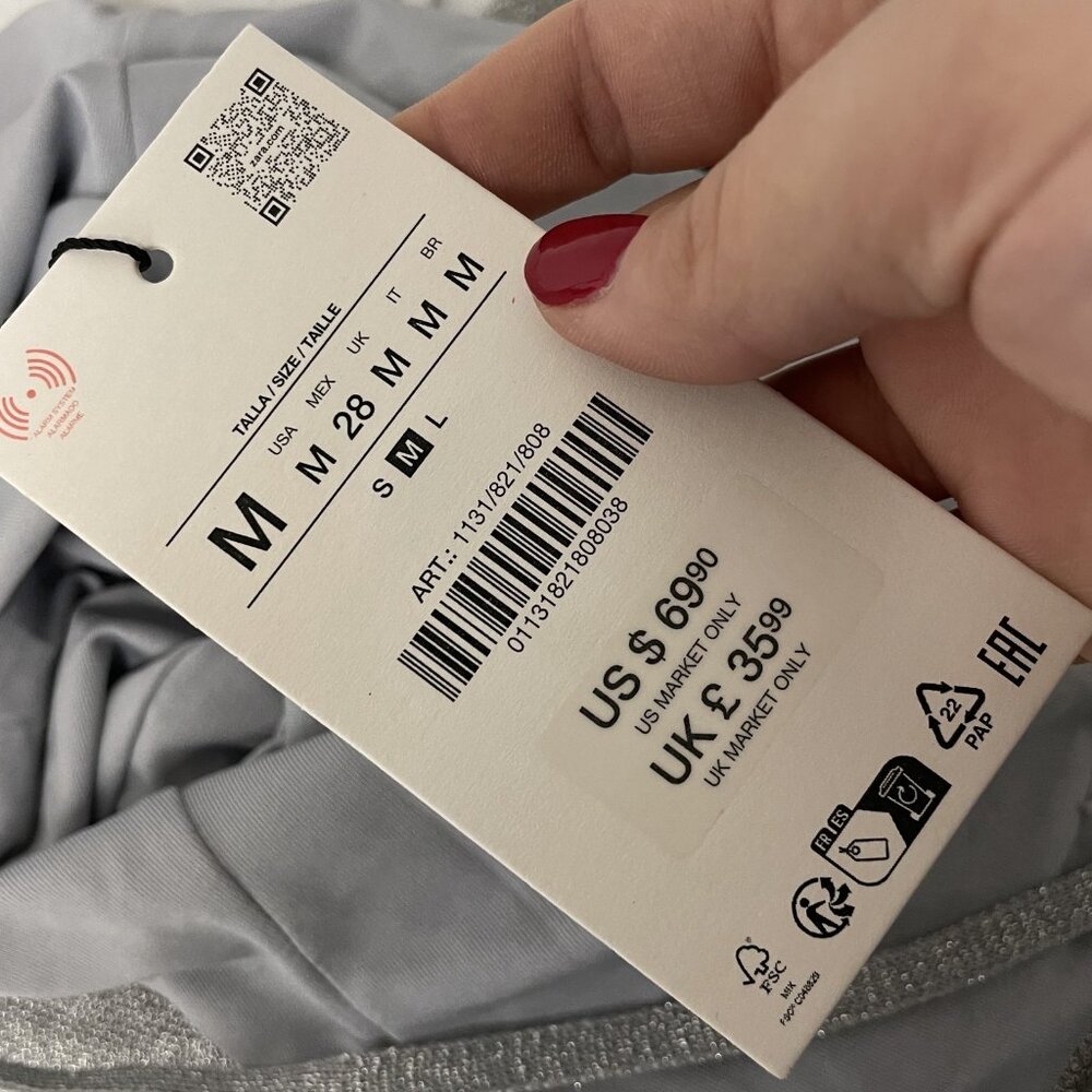 Zara Womens Metallic Thread Midi Dress Medium Silver Straight Neck 1131/821 NWT - Picture 6 of 16